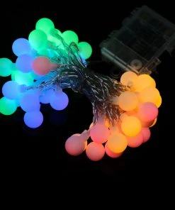 HIER_3720 Chargers & Centerpieces 16ft | 50 Colorful Frosted Bulb Remote Battery LED Fairy String Lights