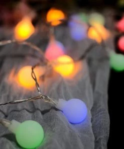 HIER_3720 Chargers & Centerpieces 16ft | 50 Colorful Frosted Bulb Remote Battery LED Fairy String Lights