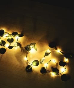 HIER_3720 7FT | 20 LED Artificial Green Eucalyptus Leaf Garland Vines, Battery Operated Fairy String Lights 27 HIER_3720 7FT | 20 LED Artificial Green Eucalyptus Leaf Garland Vines, Battery Operated Fairy String Lights