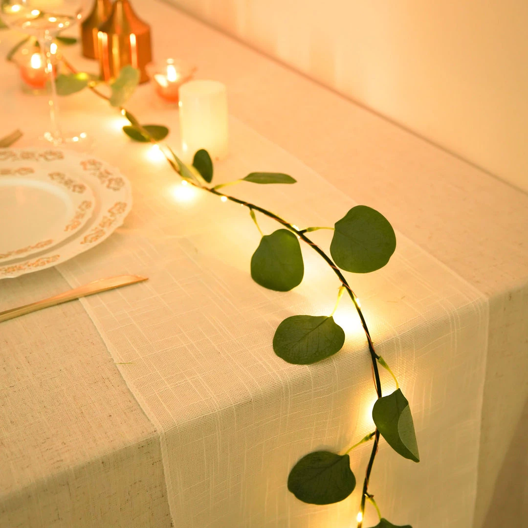 HIER_3720 7FT | 20 LED Artificial Green Eucalyptus Leaf Garland Vines, Battery Operated Fairy String Lights 14 HIER_3720 7FT | 20 LED Artificial Green Eucalyptus Leaf Garland Vines, Battery Operated Fairy String Lights