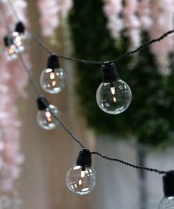HIER_3730 26FT String LED Lights With 25 Clear Bulbs 8 Mode Dimmable Warm White Waterproof Outdoor/Indoor Patio - Remote Included Chargers & Centerpieces