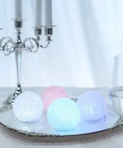 HIER_3710 4 Pack | 3" Color Changing Portable LED Centerpiece Ball Lights | Battery Operated LED Orbs