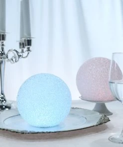 HIER_3710 2 Pack | 6" Color Changing Portable LED Centerpiece Ball Lights | Battery Operated LED Orbs