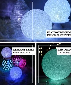 HIER_3710 4 Pack | 3" Color Changing Portable LED Centerpiece Ball Lights | Battery Operated LED Orbs 22 HIER_3710 4 Pack | 3