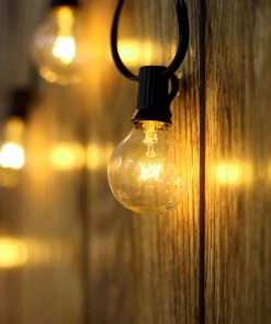 HIER_3720 25FT Waterproof Connectable Hanging Outdoor/Indoor Patio Electric String Lights With 28 Incandescent Warm White G40 Light Bulbs