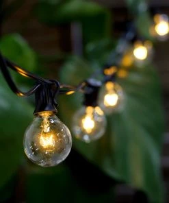 HIER_3720 25FT Waterproof Connectable Hanging Outdoor/Indoor Patio Electric String Lights With 28 Incandescent Warm White G40 Light Bulbs