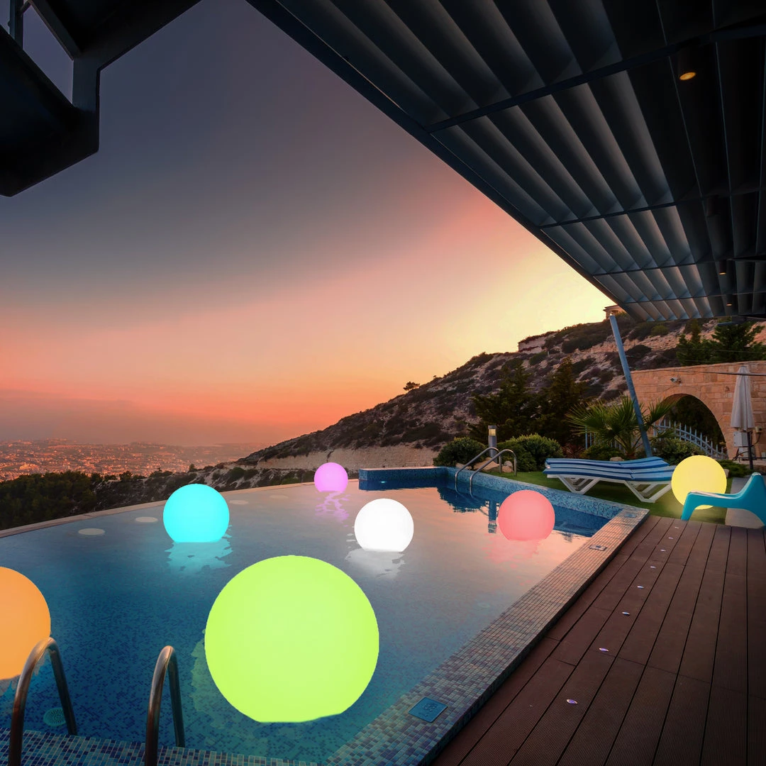 HIER_3740 Chargers & Centerpieces 24” LED Color Cordless Color Changing Floating Pool Lights With Remote - 16 RGB Colors With 4 Color Modes 7 HIER_3740 Chargers & Centerpieces 24” LED Color Cordless Color Changing Floating Pool Lights With Remote - 16 RGB Colors With 4 Color Modes