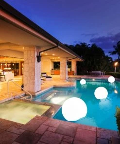 HIER_3740 16” LED Color Cordless Color Changing Floating Pool Lights With Remote - 16 RGB Colors With 4 Color Modes Chargers & Centerpieces
