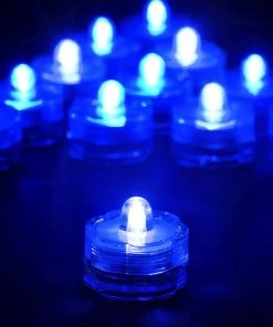 HIER_3750 12 Pack | Blue LED Lights Waterproof Battery Operated Submersible