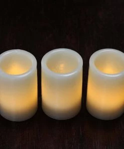 HIER_3720 3 Pack LED Flameless Votive Candles Real Flicker Tea Light Candle Warm White