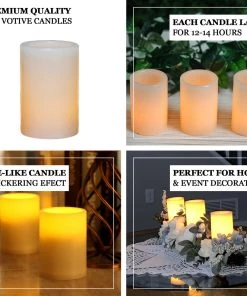 HIER_3720 3 Pack LED Flameless Votive Candles Real Flicker Tea Light Candle Warm White