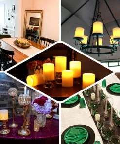 HIER_3720 3 Pack LED Flameless Votive Candles Real Flicker Tea Light Candle Warm White