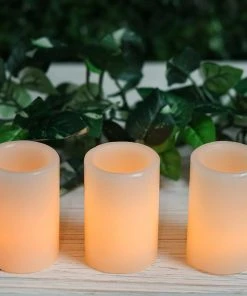 HIER_3720 3 Pack LED Flameless Votive Candles Real Flicker Tea Light Candle Warm White