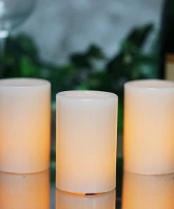 HIER_3720 3 Pack LED Flameless Votive Candles Real Flicker Tea Light Candle Warm White