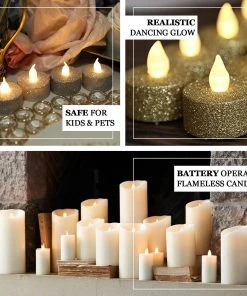 HIER_3720 12 Pack | Metallic Flameless LED Candles | Battery Operated Tea Light Candles | Silver 23 HIER_3720 12 Pack | Metallic Flameless LED Candles | Battery Operated Tea Light Candles | Silver