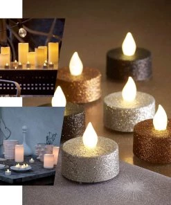 HIER_3720 12 Pack | Metallic Flameless LED Candles | Battery Operated Tea Light Candles | Silver 24 HIER_3720 12 Pack | Metallic Flameless LED Candles | Battery Operated Tea Light Candles | Silver