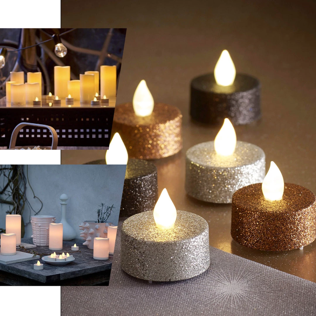 HIER_3720 12 Pack | Metallic Flameless LED Candles | Battery Operated Tea Light Candles | Silver 5 HIER_3720 12 Pack | Metallic Flameless LED Candles | Battery Operated Tea Light Candles | Silver