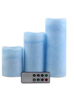 HIER_3720 Chargers & Centerpieces Set Of 3 - Blue Flameless LED Candles, Battery Operated Tea Light - 4