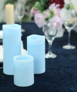HIER_3720 Chargers & Centerpieces Set Of 3 - Blue Flameless LED Candles, Battery Operated Tea Light - 4