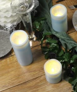 HIER_3720 Chargers & Centerpieces Set Of 3 - Blue Flameless LED Candles, Battery Operated Tea Light - 4