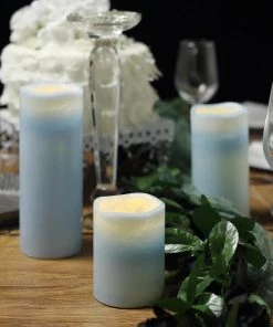 HIER_3720 Chargers & Centerpieces Set Of 3 - Blue Flameless LED Candles, Battery Operated Tea Light - 4