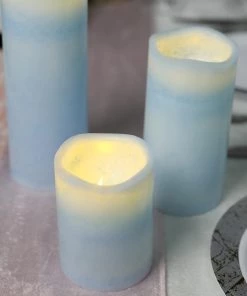 HIER_3720 Chargers & Centerpieces Set Of 3 - Blue Flameless LED Candles, Battery Operated Tea Light - 4
