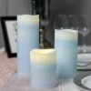 HIER_3720 Chargers & Centerpieces Set Of 3 - Blue Flameless LED Candles, Battery Operated Tea Light - 4"|6"|8"
