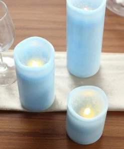 HIER_3720 Chargers & Centerpieces Set Of 3 - Blue Flameless LED Candles, Battery Operated Tea Light - 4
