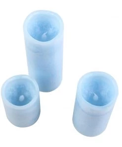 HIER_3720 Chargers & Centerpieces Set Of 3 - Blue Flameless LED Candles, Battery Operated Tea Light - 4