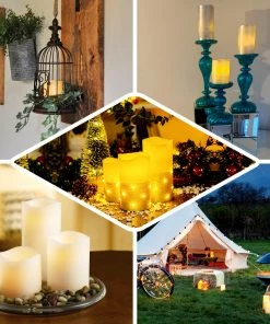 HIER_3720 Chargers & Centerpieces Set Of 3 - Blue Flameless LED Candles, Battery Operated Tea Light - 4