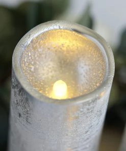 HIER_3720 Set Of 3 | Metallic Silver Flameless Candles | Battery Operated LED Pillar Candle Lights With Remote Timer - 4