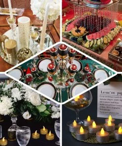 HIER_3720 12 Pack | Red Glitter Flameless LED Candles | Battery Operated Tea Light Candles