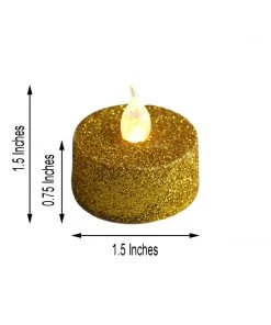 HIER_3720 12 Pack | Gold Glitter Flameless LED Candles | Battery Operated Tea Light Candles Chargers & Centerpieces 24 HIER_3720 12 Pack | Gold Glitter Flameless LED Candles | Battery Operated Tea Light Candles Chargers & Centerpieces