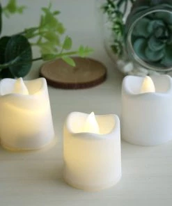 HIER_3720 12 Pack - White Flameless LED Candles - Battery Operated Tea Light Chargers & Centerpieces