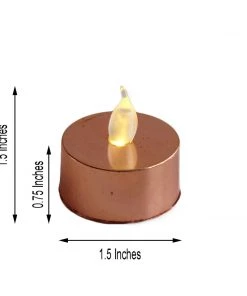 HIER_3720 Chargers & Centerpieces 12 Pack | Metallic Flameless LED Candles | Battery Operated Tea Light Candles | Blush / Rose Gold