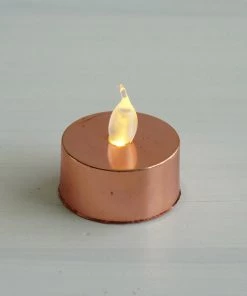 HIER_3720 Chargers & Centerpieces 12 Pack | Metallic Flameless LED Candles | Battery Operated Tea Light Candles | Blush / Rose Gold