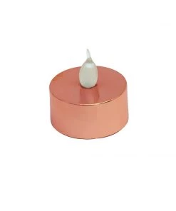 HIER_3720 Chargers & Centerpieces 12 Pack | Metallic Flameless LED Candles | Battery Operated Tea Light Candles | Blush / Rose Gold
