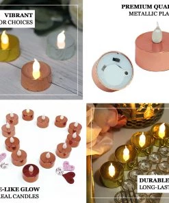 HIER_3720 12 Pack | Metallic Flameless LED Candles | Battery Operated Tea Light Candles | Gold 24 HIER_3720 12 Pack | Metallic Flameless LED Candles | Battery Operated Tea Light Candles | Gold