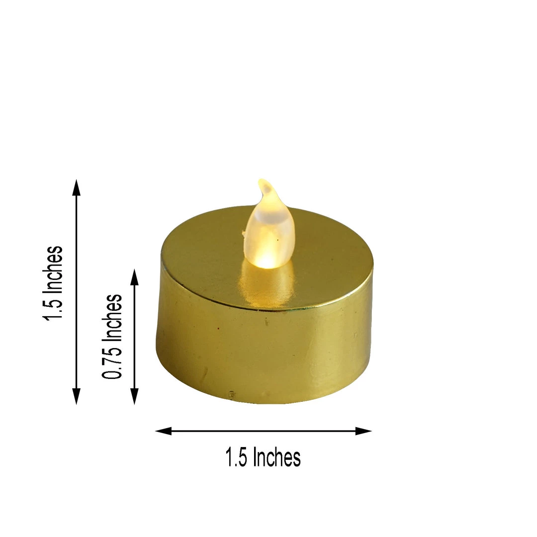 HIER_3720 12 Pack | Metallic Flameless LED Candles | Battery Operated Tea Light Candles | Gold 3 HIER_3720 12 Pack | Metallic Flameless LED Candles | Battery Operated Tea Light Candles | Gold