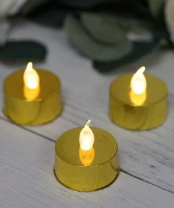 HIER_3720 12 Pack | Metallic Flameless LED Candles | Battery Operated Tea Light Candles | Gold 28 HIER_3720 12 Pack | Metallic Flameless LED Candles | Battery Operated Tea Light Candles | Gold