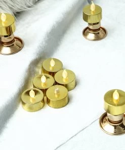 HIER_3720 12 Pack | Metallic Flameless LED Candles | Battery Operated Tea Light Candles | Gold 33 HIER_3720 12 Pack | Metallic Flameless LED Candles | Battery Operated Tea Light Candles | Gold