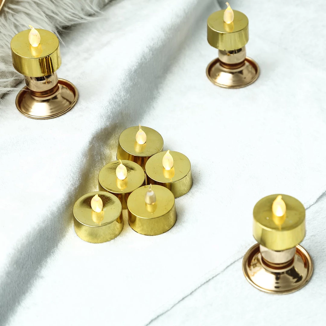 HIER_3720 12 Pack | Metallic Flameless LED Candles | Battery Operated Tea Light Candles | Gold 13 HIER_3720 12 Pack | Metallic Flameless LED Candles | Battery Operated Tea Light Candles | Gold