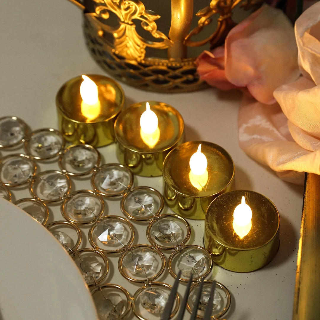 HIER_3720 12 Pack | Metallic Flameless LED Candles | Battery Operated Tea Light Candles | Gold 15 HIER_3720 12 Pack | Metallic Flameless LED Candles | Battery Operated Tea Light Candles | Gold