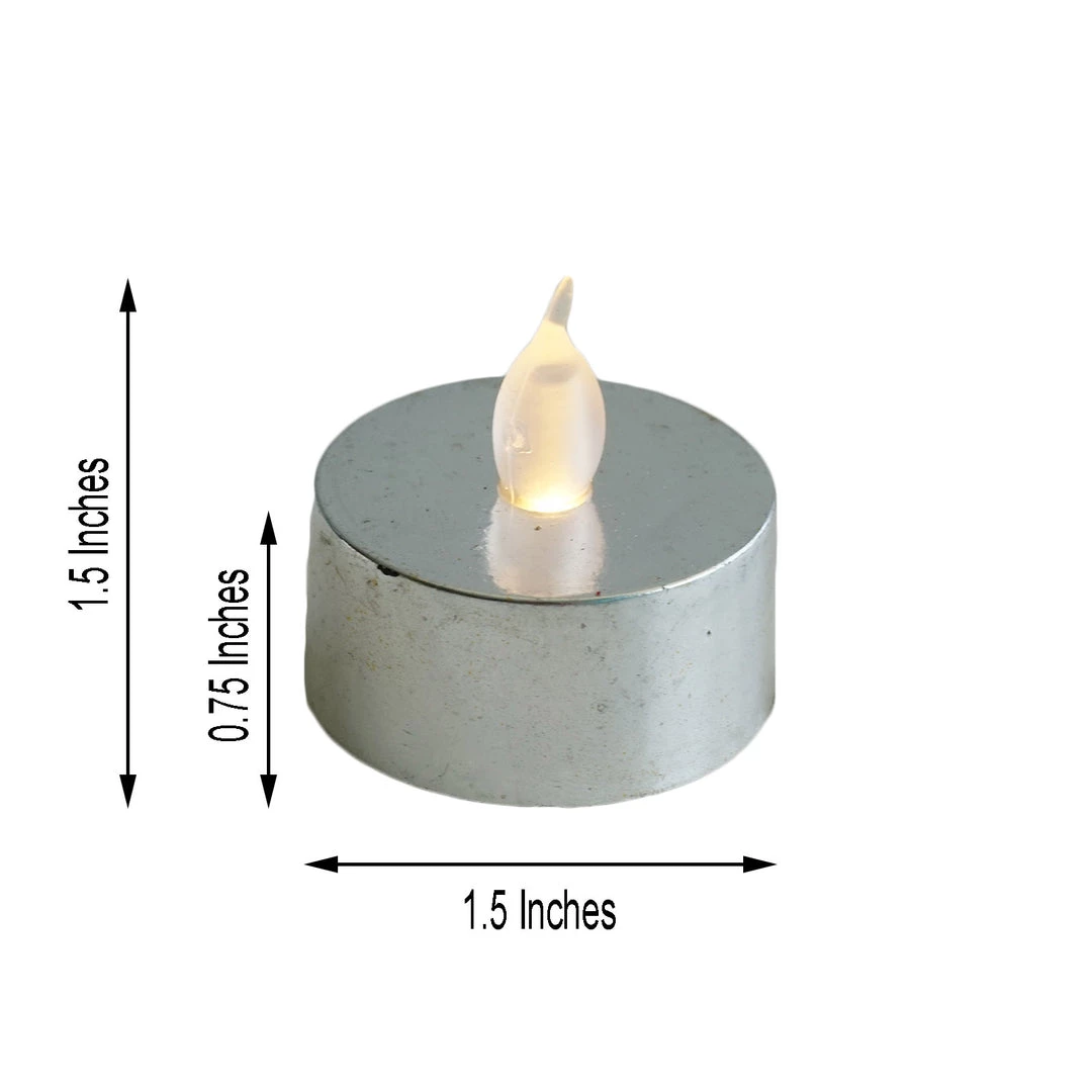 HIER_3720 12 Pack | Metallic Flameless LED Candles | Battery Operated Tea Light Candles | Silver 3 HIER_3720 12 Pack | Metallic Flameless LED Candles | Battery Operated Tea Light Candles | Silver