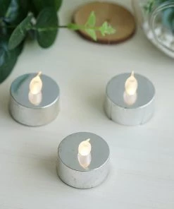 HIER_3720 12 Pack | Metallic Flameless LED Candles | Battery Operated Tea Light Candles | Silver 26 HIER_3720 12 Pack | Metallic Flameless LED Candles | Battery Operated Tea Light Candles | Silver