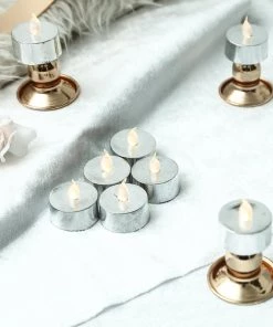 HIER_3720 12 Pack | Metallic Flameless LED Candles | Battery Operated Tea Light Candles | Silver 31 HIER_3720 12 Pack | Metallic Flameless LED Candles | Battery Operated Tea Light Candles | Silver