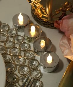 HIER_3720 12 Pack | Metallic Flameless LED Candles | Battery Operated Tea Light Candles | Silver 35 HIER_3720 12 Pack | Metallic Flameless LED Candles | Battery Operated Tea Light Candles | Silver
