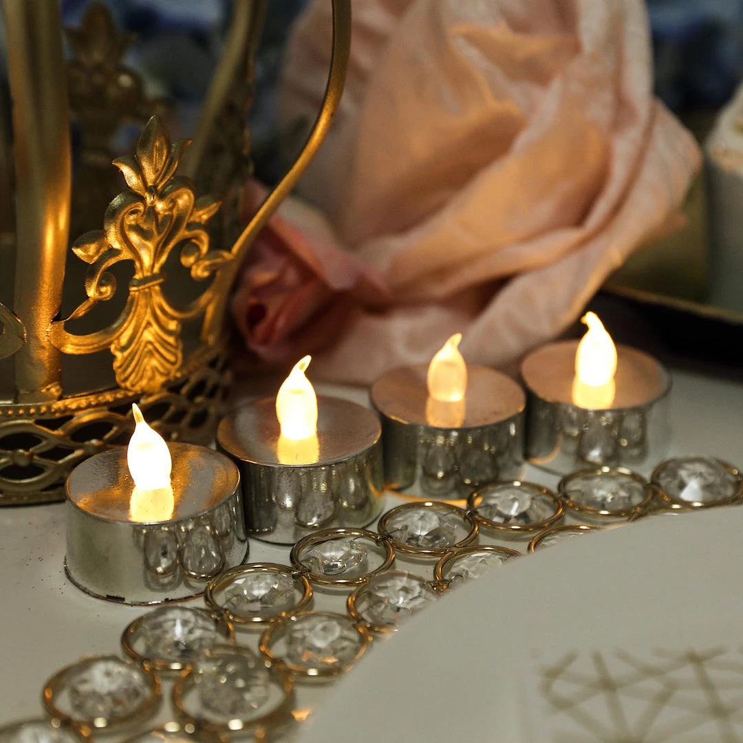 HIER_3720 12 Pack | Metallic Flameless LED Candles | Battery Operated Tea Light Candles | Silver 17 HIER_3720 12 Pack | Metallic Flameless LED Candles | Battery Operated Tea Light Candles | Silver