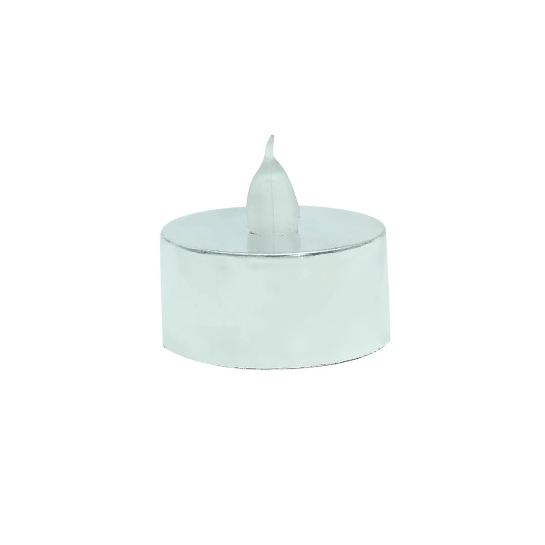 HIER_3720 12 Pack | Metallic Flameless LED Candles | Battery Operated Tea Light Candles | Silver 19 HIER_3720 12 Pack | Metallic Flameless LED Candles | Battery Operated Tea Light Candles | Silver
