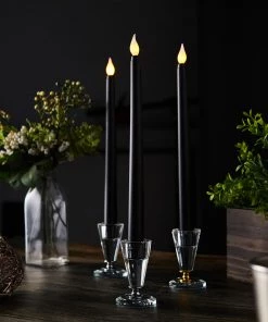 HIER_3710 Chargers & Centerpieces Set Of 3 | 11" Black Flickering Flameless Battery Operated LED Taper Candles 23 HIER_3710 Chargers & Centerpieces Set Of 3 | 11